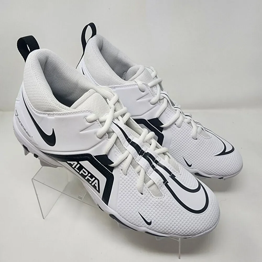 Nike Football Cleats Mens 10 White Black Alpha Menace 3 Low Fastflex